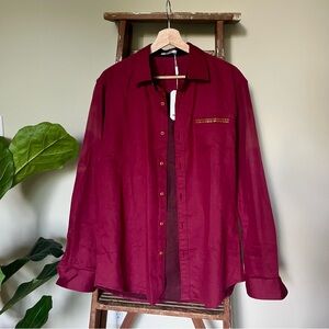 Men's Burgundy Button Down Shirt
